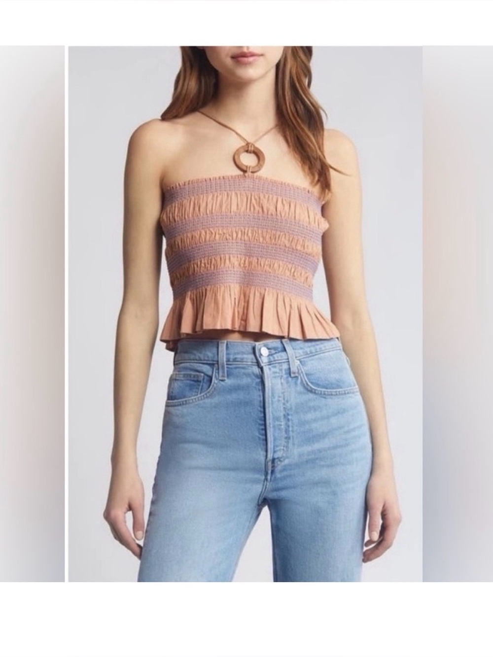 NWT SESSUN Navi Smocked Crop top Size Small